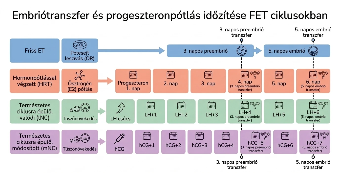 Embriótranszfer időzítése ábra
